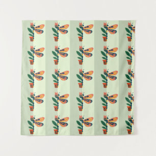 Farbige Schmetterlingsdekoration mit floralen Elem Wandteppich