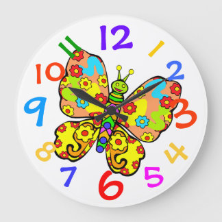 Farbige Schmetterlingsfliege Kinder Uhr Zimmermans