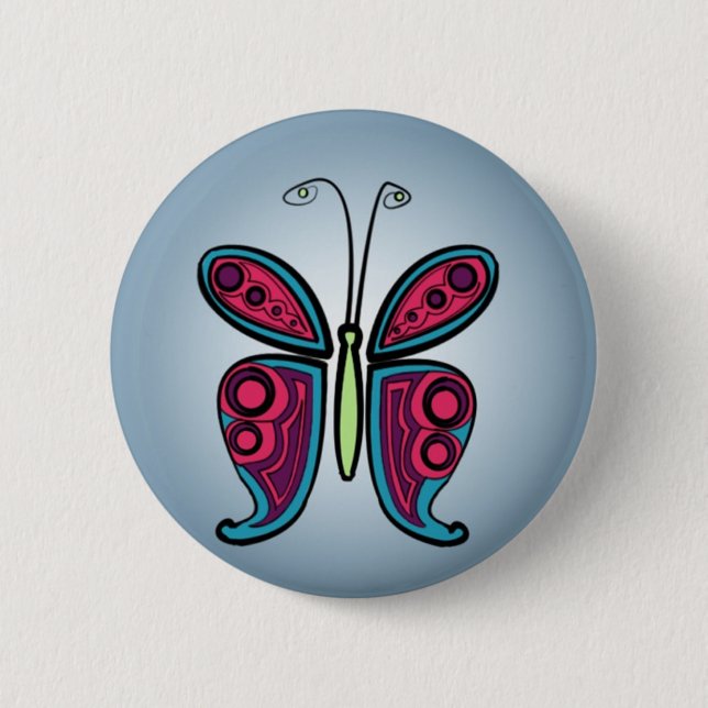 Farbige Schmetterlingsillustration Button (Vorderseite)