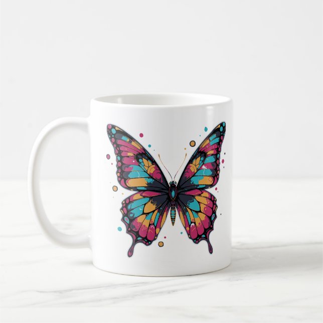 Farbige Schmetterlingsillustration Kaffeetasse (Links)