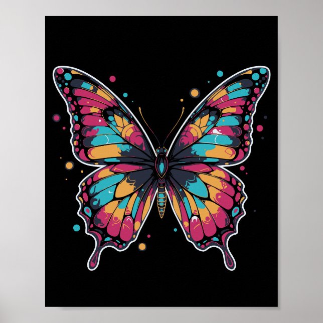 Farbige Schmetterlingsillustration Poster (Vorne)