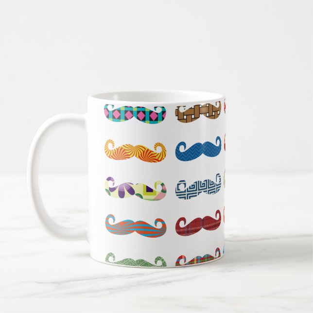 Farbige Schnurrbärte Kaffeetasse (Links)