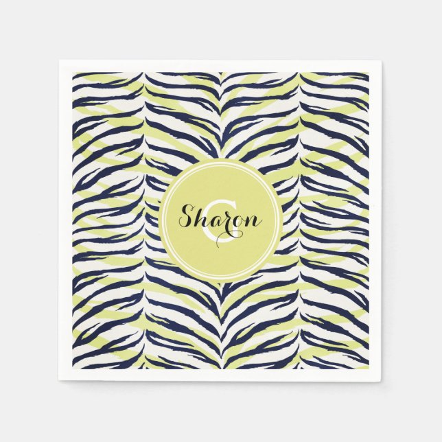Farbige, schwarz-gelbe Zebra-Aufschrift Serviette (Vorderseite)