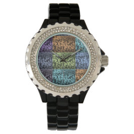Farbige schwarze Blütenuhr Armbanduhr