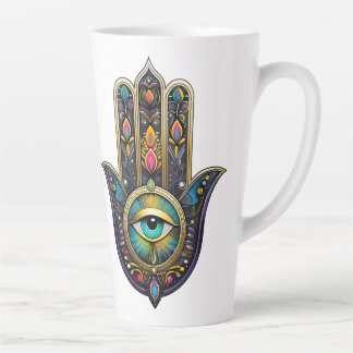 Farbige schwarze Gold Hamsa mit Türkis drittem Aug Milchtasse