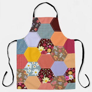 Farbige Sechseck-Blumen- Quilt-Design Schürze