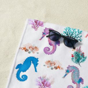 Farbige Seepferdchen Strandtuch