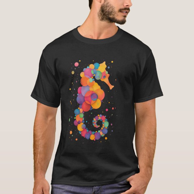 Farbige Seepferdchen T-Shirt (Vorderseite)