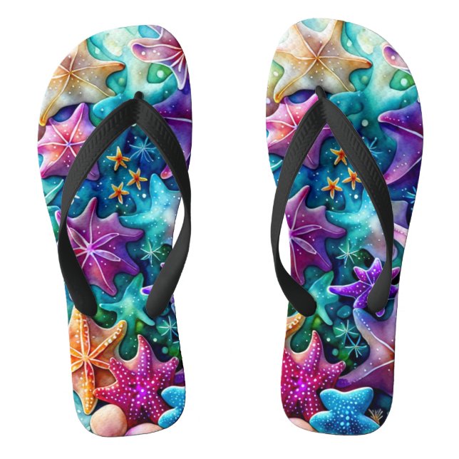 Farbige Seesterne Paar Flip Flops (Fußbett)