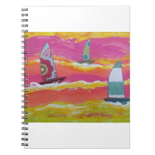 Farbige Segelboote2 Notizblock