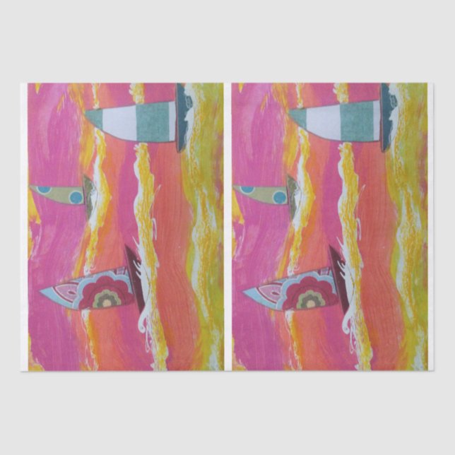 Farbige Segelboote Seidenpapier (Vorderseite)