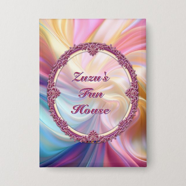 Farbige Seidenborte mit fantasievoller Pastellfarb Button (Vorderseite)