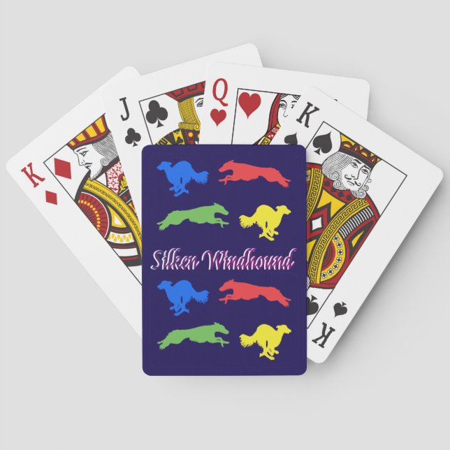 Farbige Seidenwindhunde  Spielkarten (Rückseite)