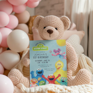 Farbige Sesamstraße-Illustration Geburtstagsfeier Einladung