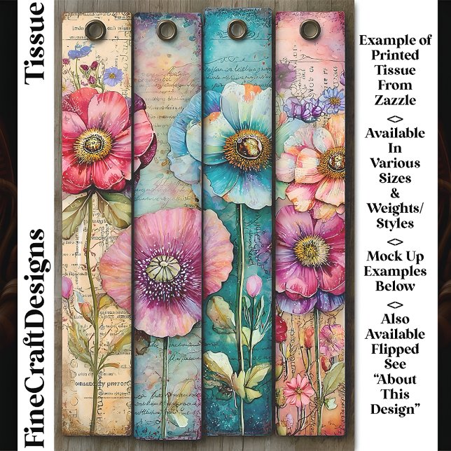 Farbige Shabby Chic-Poppies DL6L Decoupage Seidenpapier (Von Creator hochgeladen)
