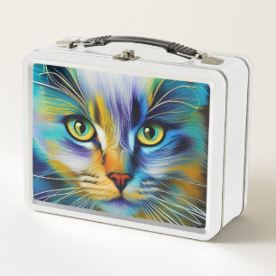 Farbige siamesische Katze aus der Nähe Metall Brotdose