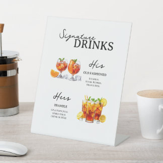 Farbige Signature-Cocktails Hochzeitstisch-Schild  Sockelschild
