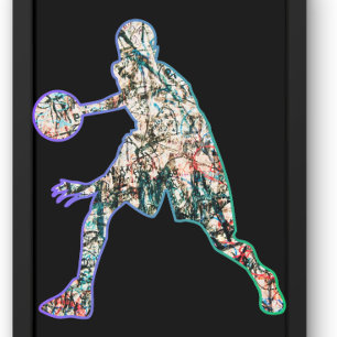Farbige Silhouette eines Basketballspielers Hoodie