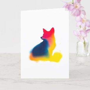 Farbige Silhouette Paint Fox Karte