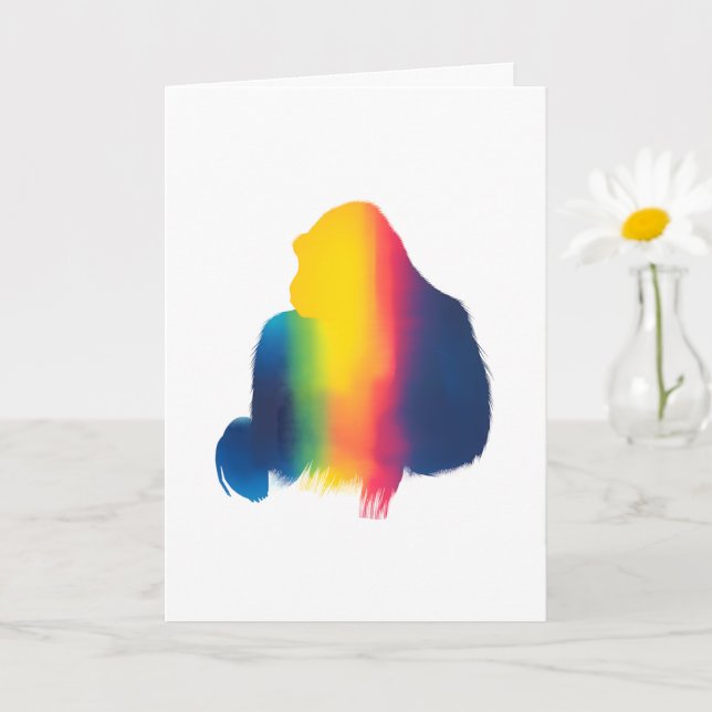 Farbige Silhouette Paint Gorilla Karte (Kleine Pflanze)