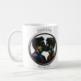 Farbige Silhouette von Gay Couple Personalisiert Kaffeetasse