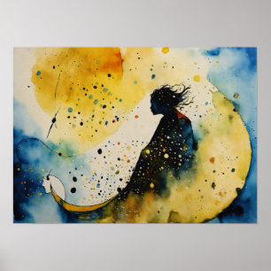 Farbige Silhouette Watercolor Wall Poster