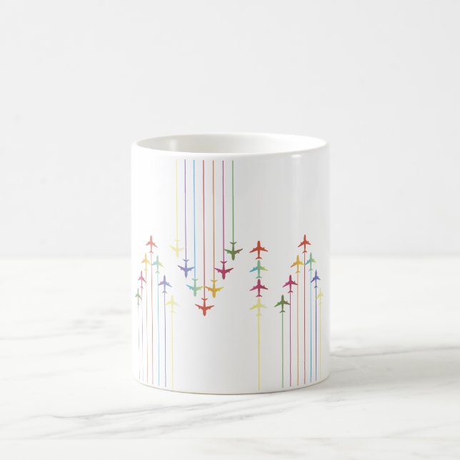 Farbige Silhouetten des Flugzeug Kaffeetasse (Mittel)