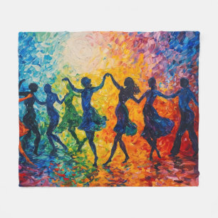 Farbige Silhouetten tanzen Fleecedecke