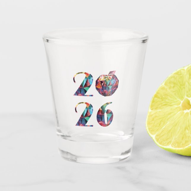 Farbige Silvesterparty 2026- Schnapsglas (Vorderseite)