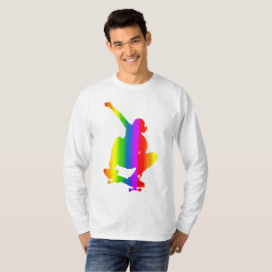 Farbige Skateboarding Regenbogen Langarm T-Shirt