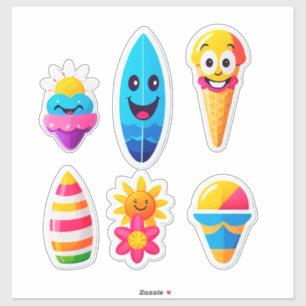 Farbige Sommer-Emoji-Aufkleber Aufkleber