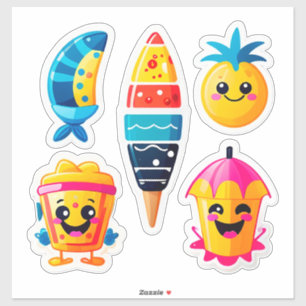 Farbige Sommer-Emoji-Aufkleber Aufkleber
