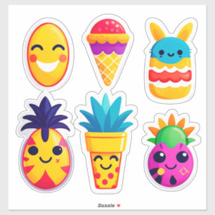 Farbige Sommer-Emoji-Aufkleber Aufkleber