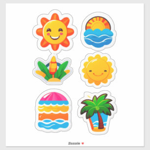 Farbige Sommer-Emoji-Aufkleber Aufkleber