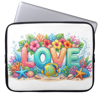 FARBIGE SOMMER LIEBE SPRÜCHE BLUMEN MUSCHELN LAPTOPSCHUTZHÜLLE
