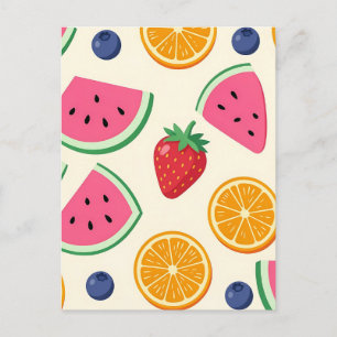 Farbige Sommerfrüchte Wassermelone Orange Postkarte