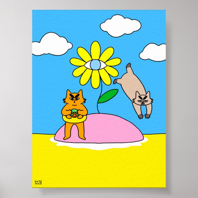 Farbige Sommerstimmungskatze Poster (Vorne)