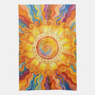 Farbige Sonne Geschirrtuch