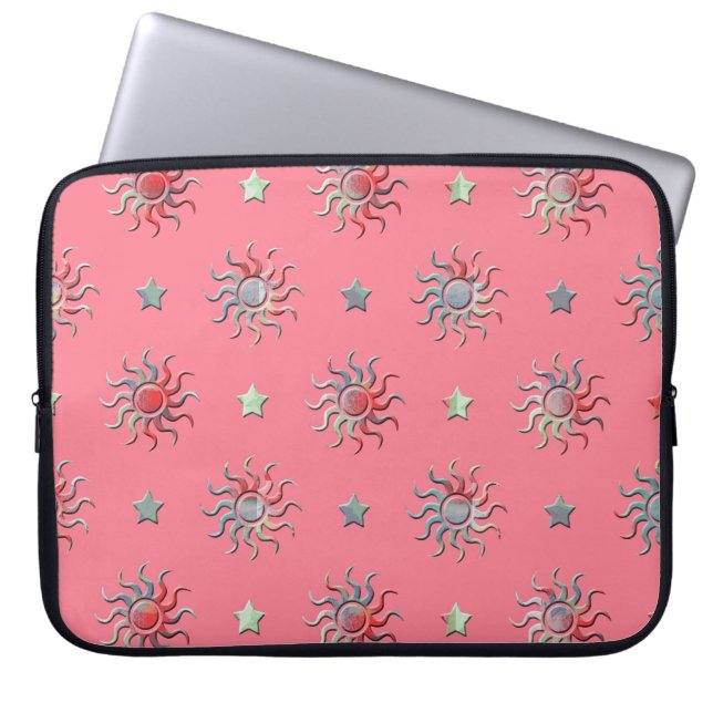 Farbige Sonne und Sterne Design Laptopschutzhülle (Vorderseite)