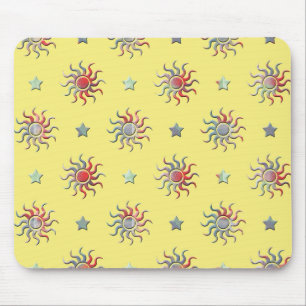 Farbige Sonne und Sterne Design Mousepad