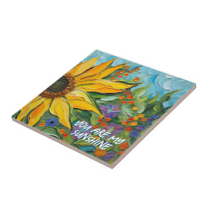 Farbige Sonnenblume Fliese