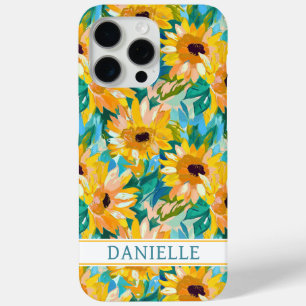 Farbige Sonnenblumen-Malerei monogrammiert Case-Mate iPhone Hülle