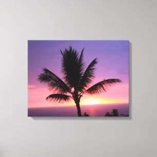 Farbige Sonnenuntergänge und Palmenbaum-Leinwand Leinwanddruck