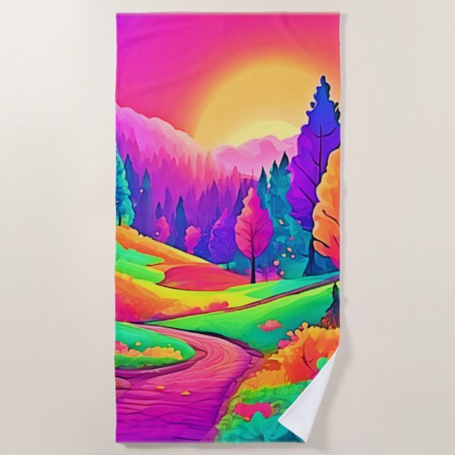 Farbige Sonnenuntergangsansicht Strandtuch (Vorderseite)