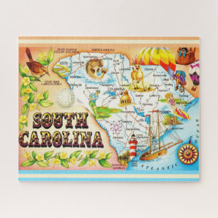 Farbige South Carolina Vintage Karte