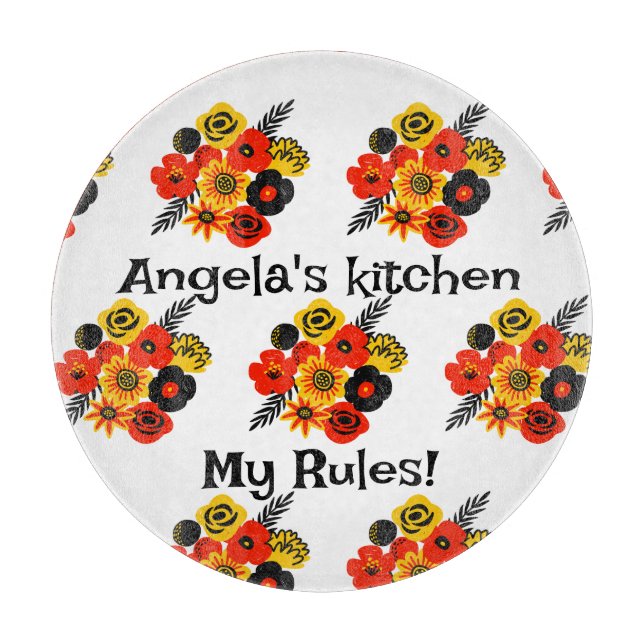 Farbige spanische Blume bearbeiten Text Schneidebrett (Vorderseite)