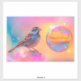 Farbige Sparrow und Regenbogenblase Aufkleber