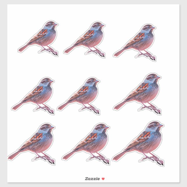 Farbige Sparrow und Regenbogenblase Aufkleber (Blatt)