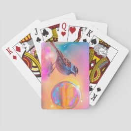 Farbige Sparrow und Regenbogenblase Spielkarten
