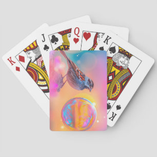 Farbige Sparrow und Regenbogenblase Spielkarten